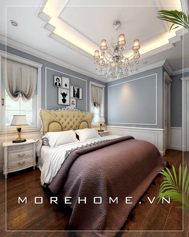 Giường ngủ chung cư tân cổ điển Giường ngủ chung cư tân cổ điển