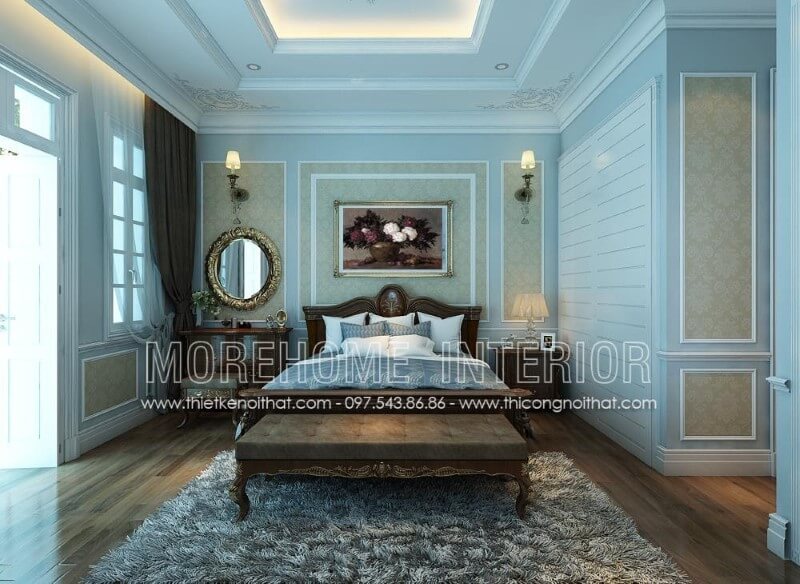 Giường ngủ biệt thự tân cổ điển Giường ngủ biệt thự tân cổ điển