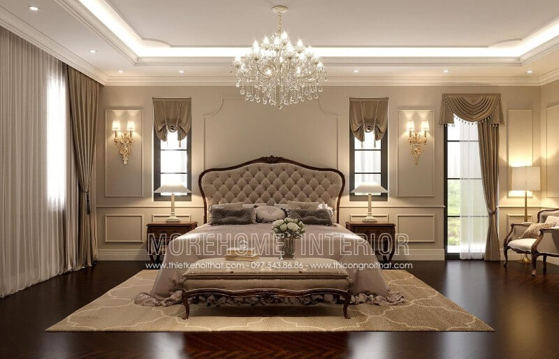 Giường ngủ biệt thự tân cổ điển Giường ngủ biệt thự tân cổ điển