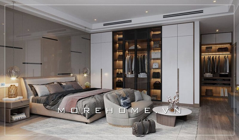 Mang đến không gian nghỉ ngơi, thư giãn lí tưởng với mẫu thiết kế phòng ngủ biệt thự với cách bố trí nội thất hợp lí, tông màu kết hợp hài hòa thiết kế nội thất chung cư