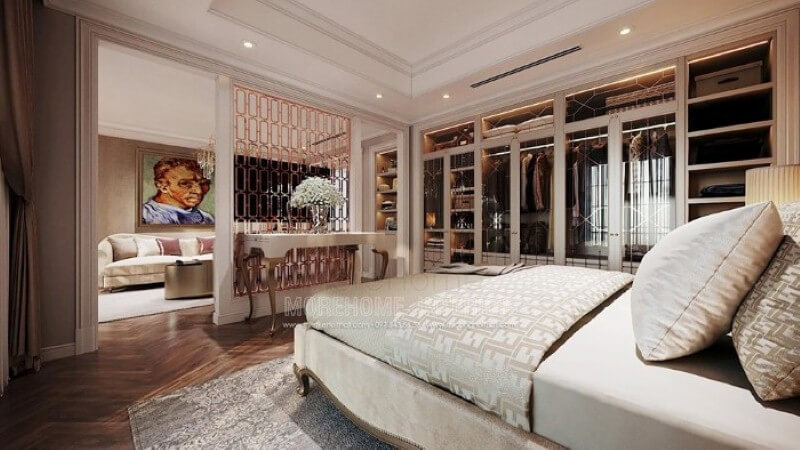 Bàn trang trí phòng ngủ đẹp, sang trọng lựa chọn ấn tượng cho phòng ngủ master cao cấp.