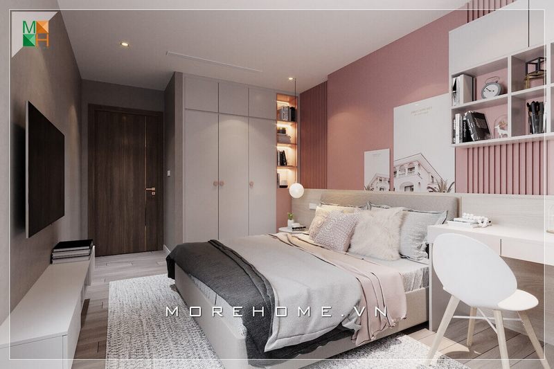 Mẫu tủ quần áo hiện đại gỗ Acrylic bóng sáng tăng thêm vẻ tiện nghi cho căn phòng ngủ hiện đại hơn.