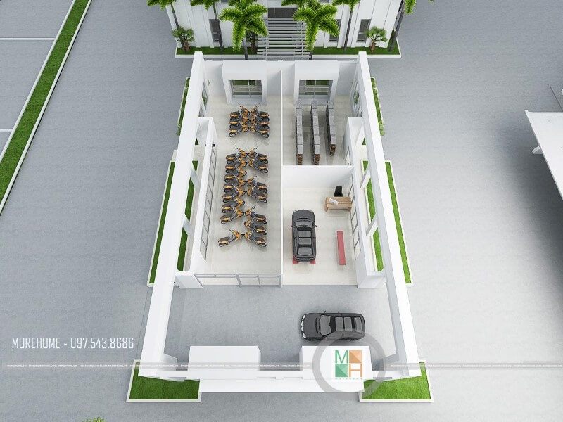 và hiệu quả.
Kiến trúc trung tâm văn phòng sát hạch lái xe Honda được thiết kế theo một mô hình có cách bố trí hợp lí, khoa học và hiệu quả.